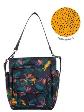 Lug Toss Shoulder Bag with Crossbody Strap Luxe Leopard Black